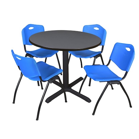 Cain Cain Round Table & Chair Set, Wood, Metal, Plastic Top, Grey TB36RNDGY47BE
